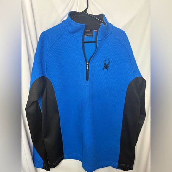 Men’s Spyder Blue and Black Quarter-Zip Pullover - Picture 1 of 3
